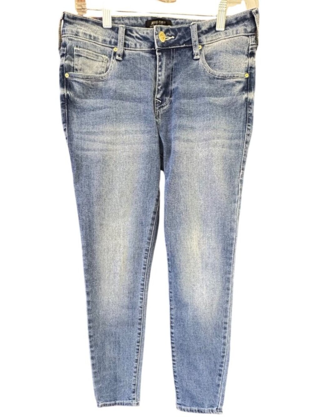 True Religion Womens Jennie Curvy Mid Rise Super Skinny Jeans Size 26 Light Wash